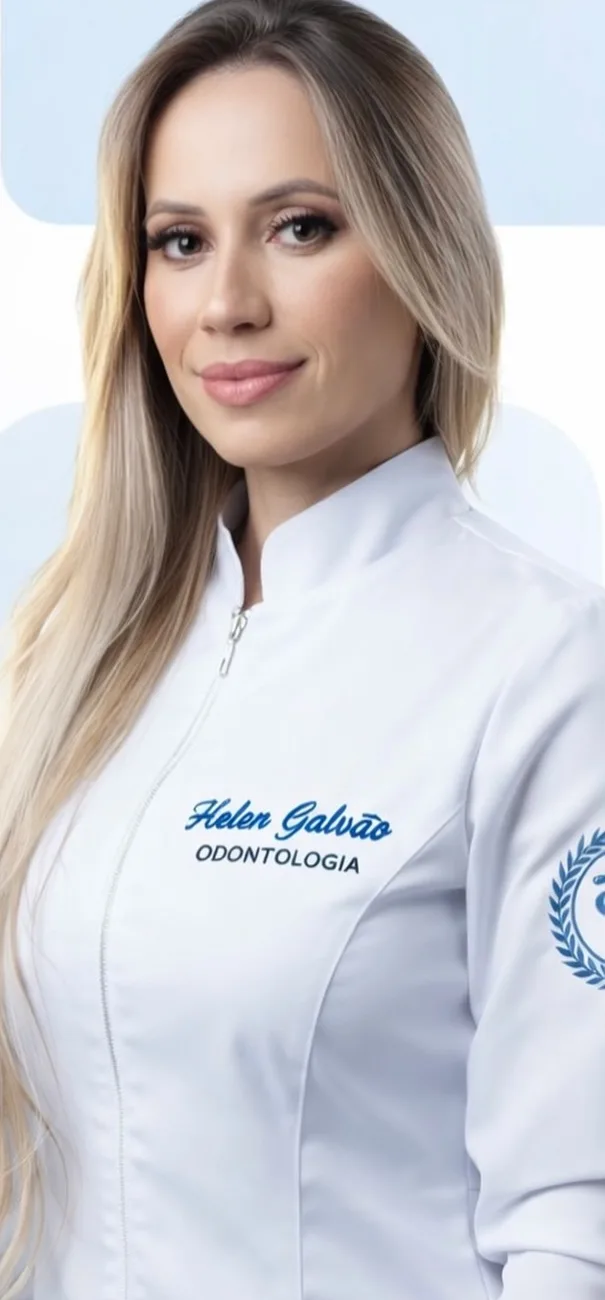 Dra. Helen Galvão de jaleco branco